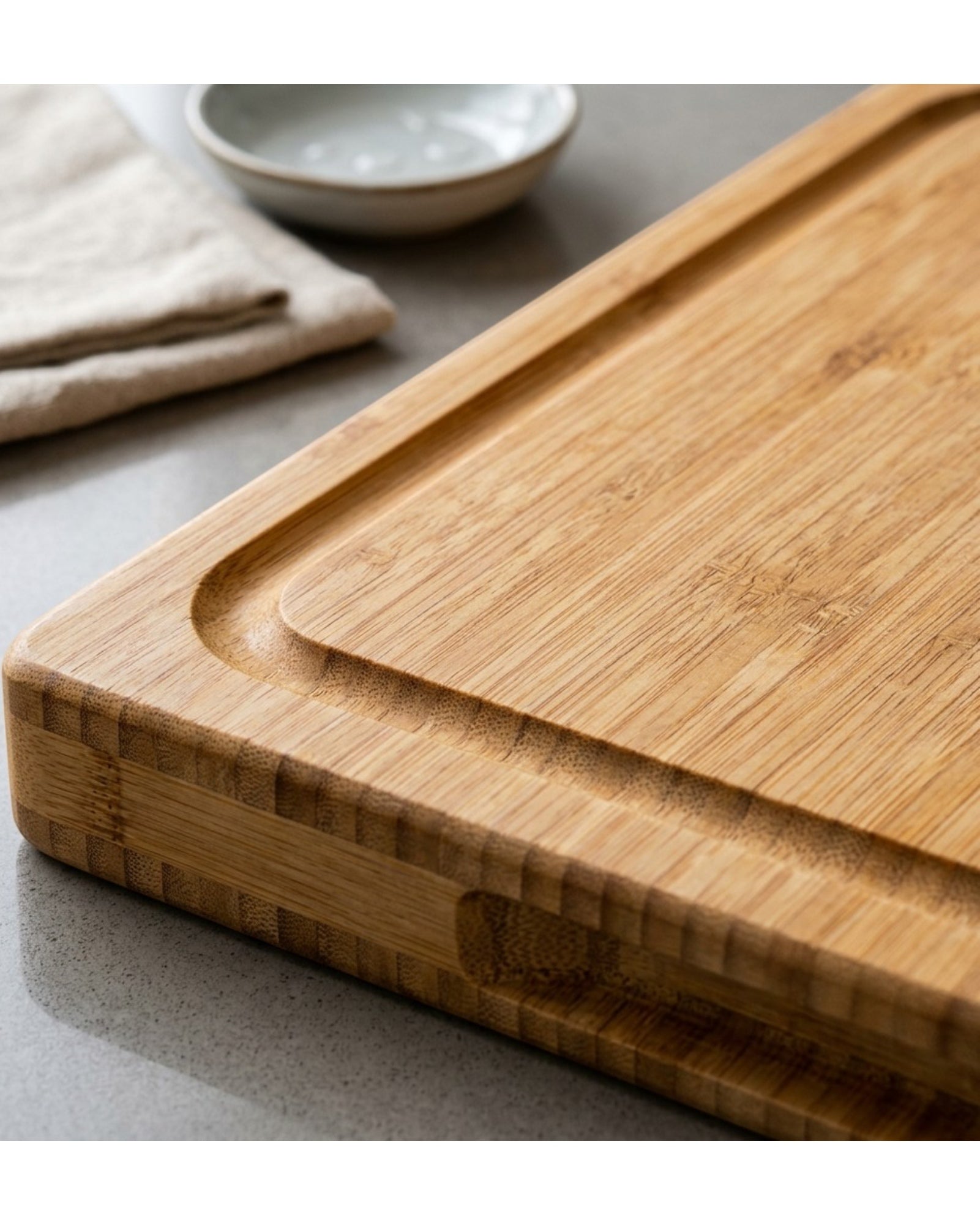 Omnily Bamboo Cutting Board with Juice Groove 15 x 10 in Natural