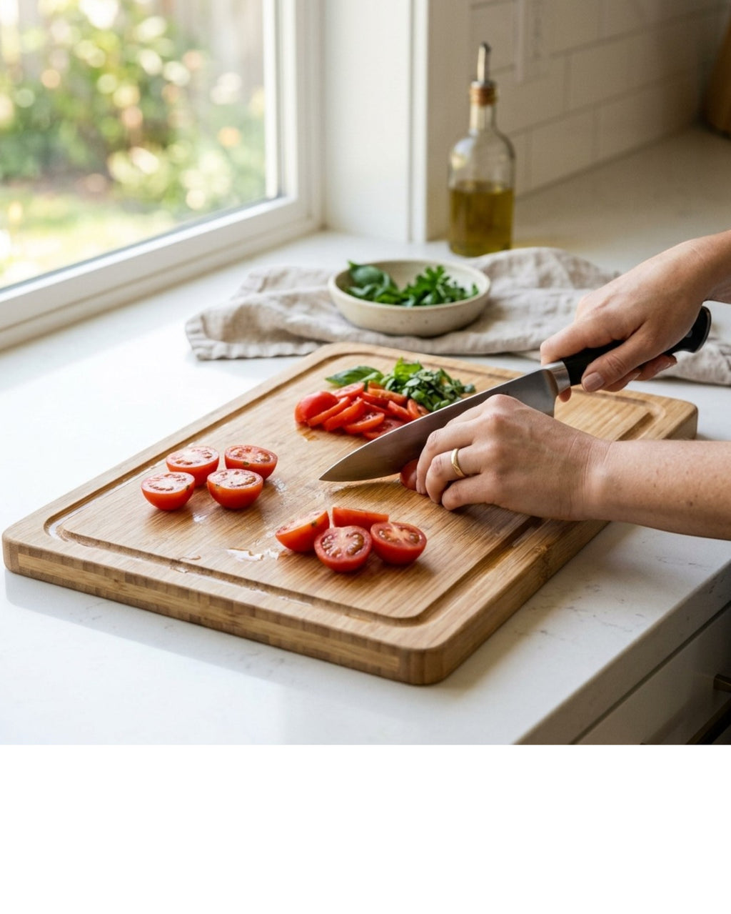 Omnily Bamboo Cutting Board with Juice Groove 15 x 10 in Natural