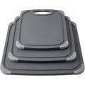 Omnily Plastic Cutting Board Set Non-Slip 3-Piece Gray
