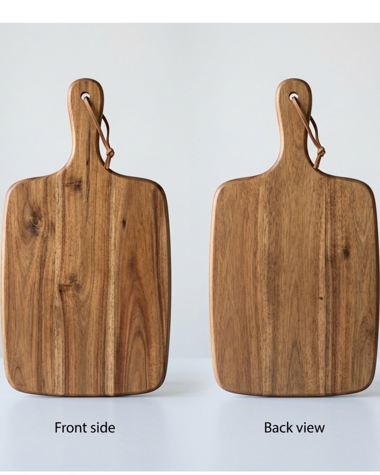 Omnily Acacia Wood Chopping Board Paddle Handle 16 in Brown