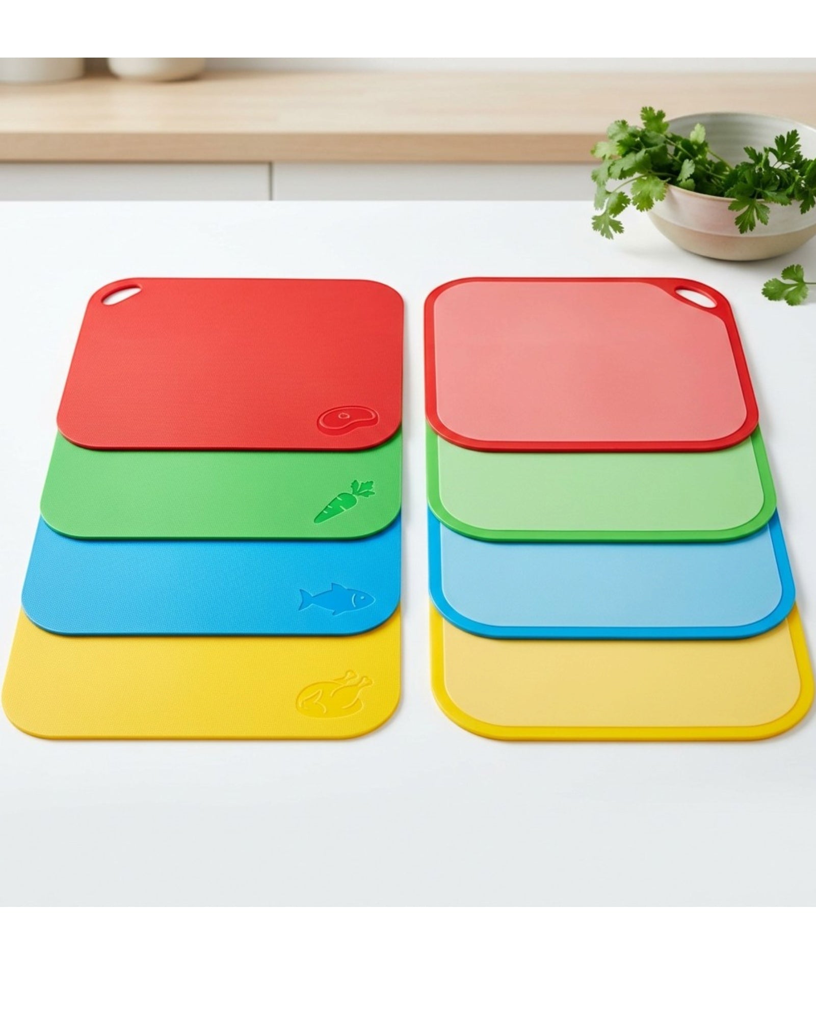 Omnily Flexible Cutting Mats Color Coded 4-Pack Multicolor