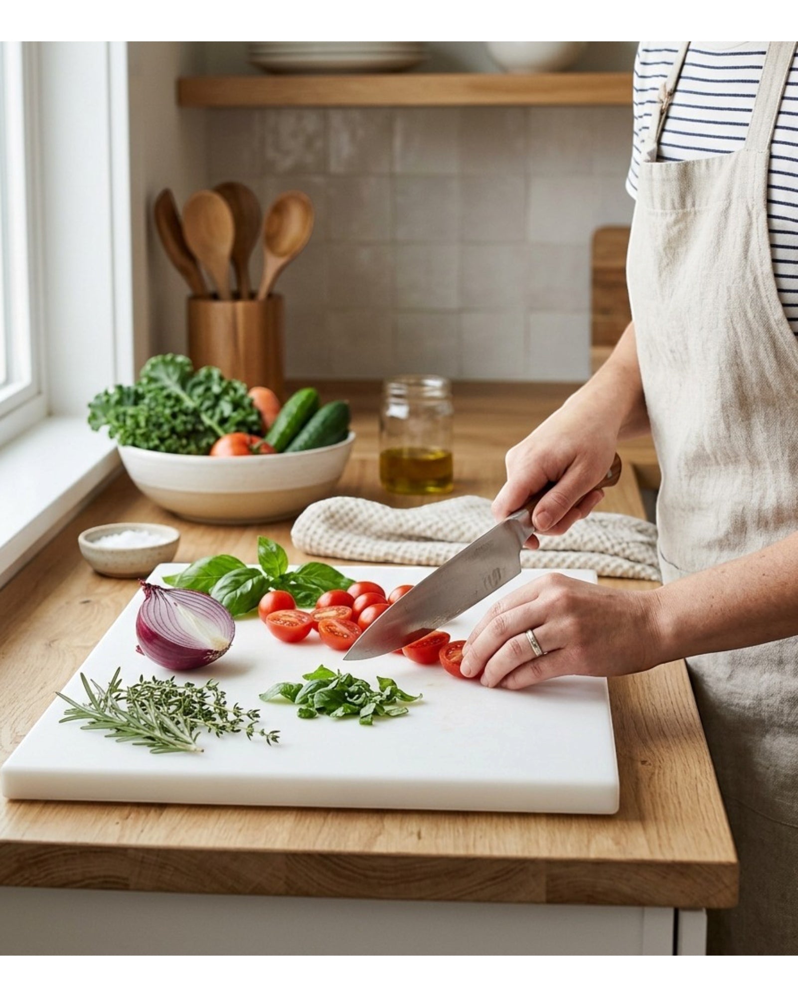 Omnily Thick Kitchen Prep Board Reversible 12 x 18 in White