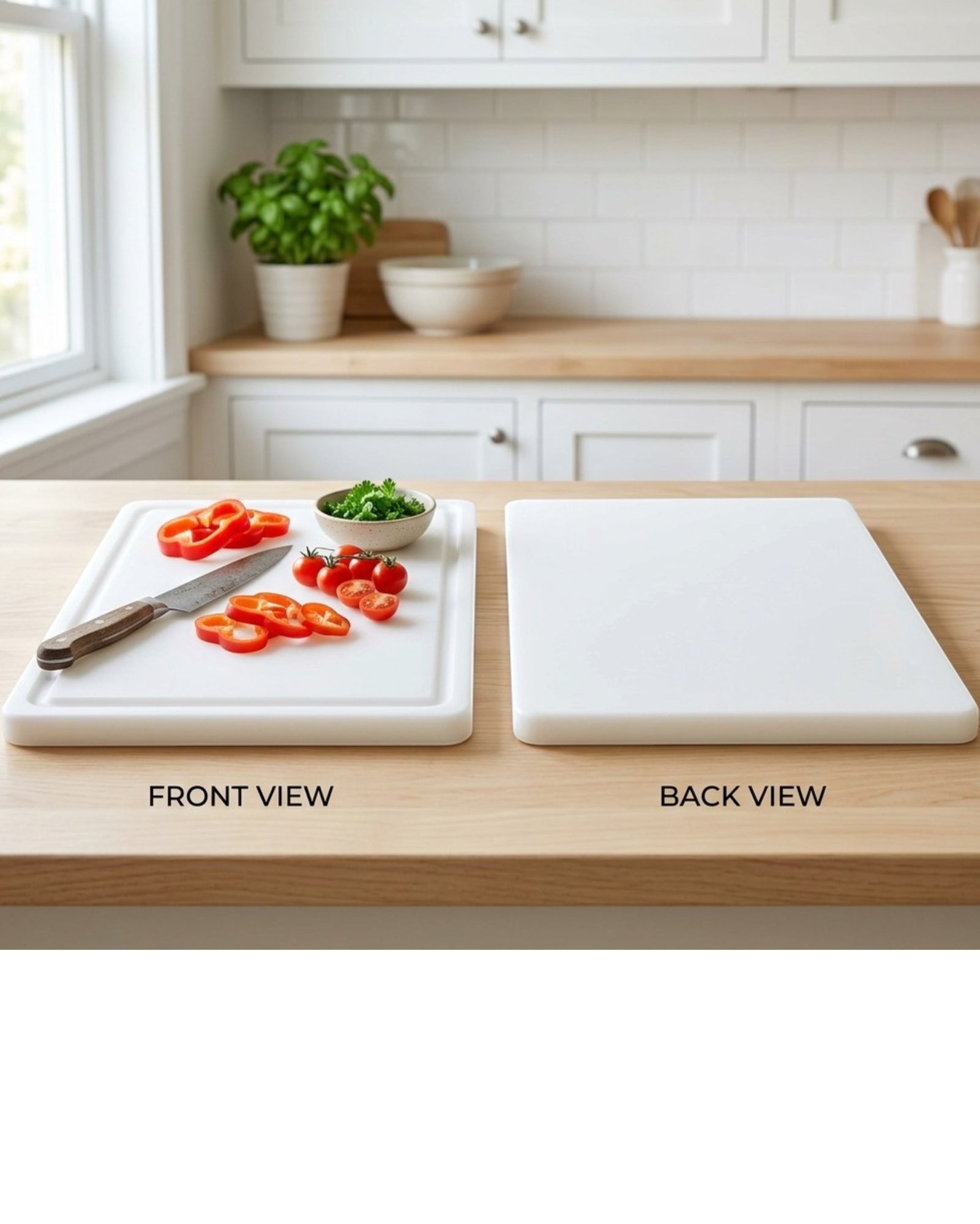 Omnily Thick Kitchen Prep Board Reversible 12 x 18 in White